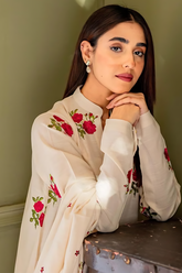 AISLING - 3PC DHANAK EMBROIDERED SHIRT WITH PRINTED SHAWL AND TROUSER - HZG1498